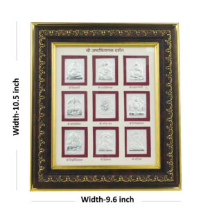 Shri Ashtavinayak Darshan Framed Religious Wall Art - 9 Sacred Panels with Gold Border