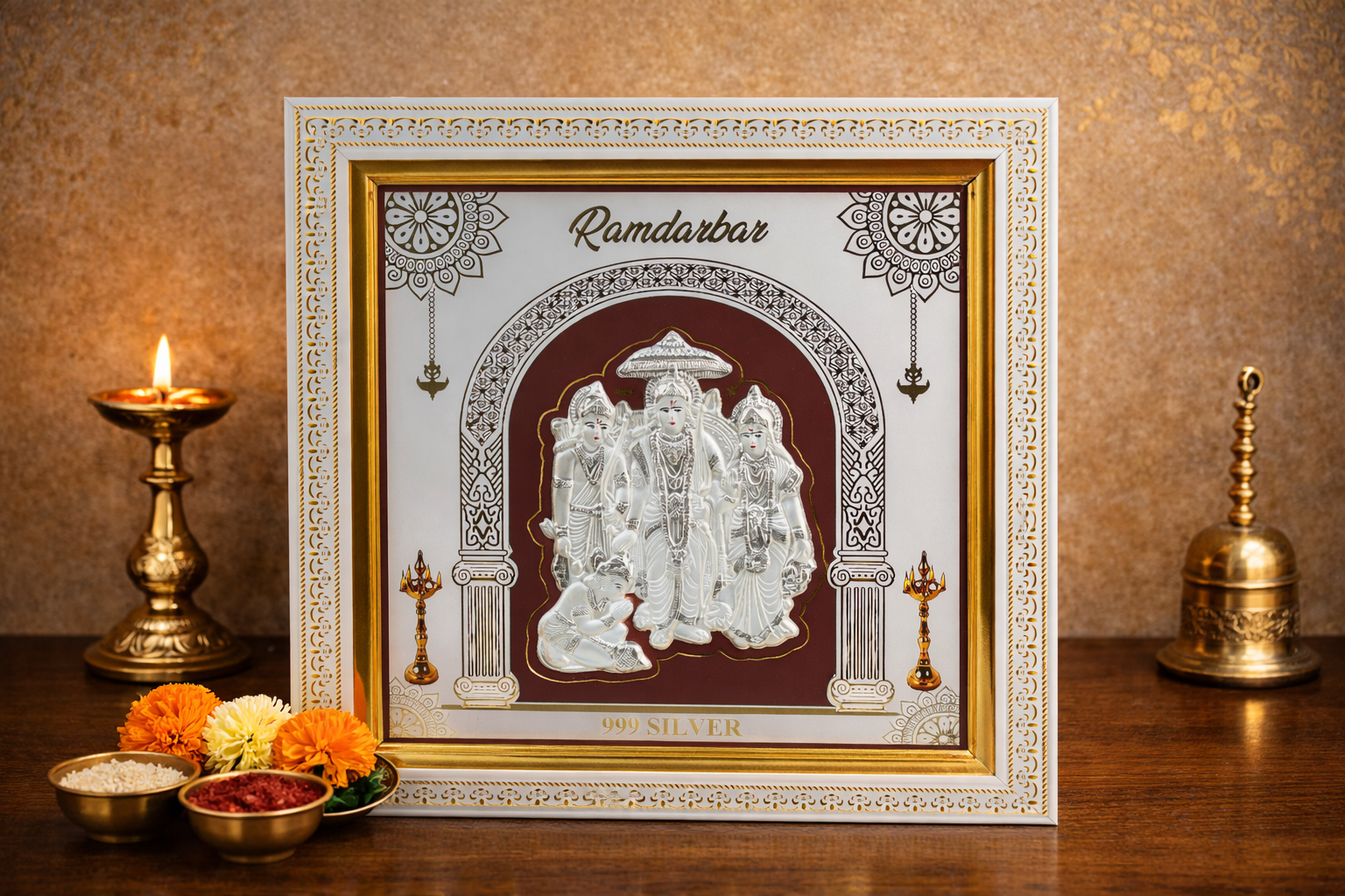 Ramdarbar Silver Framed Wall Art - Religious Home Decor - Image 2