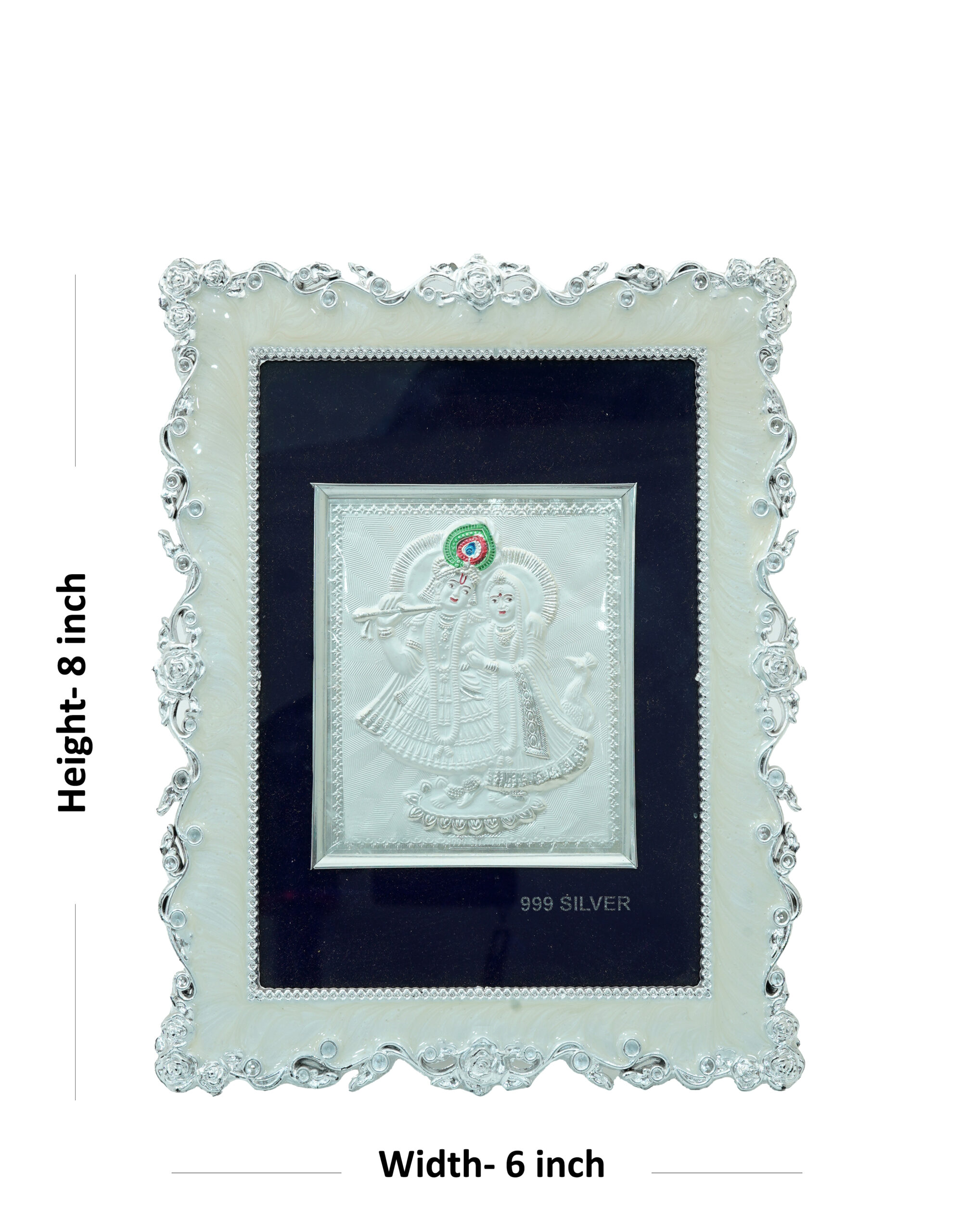 Silver-Toned Decorative Photo Frame with Ornate Border (8x6 inch) - Image 2