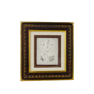 Divine Goddess Lakshmi Silver Plated Framed Wall Hanging - 9x9.5 inch