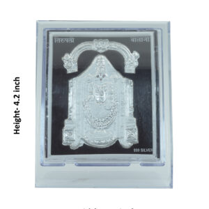 999 Silver Tirupati Balaji Religious Frame - 4.2 x 3.5 Inch Acrylic Stand Showpiece