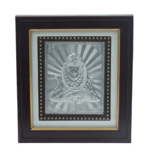 Silver Embossed Goddess Lakshmi Frame with Black and Gold Border