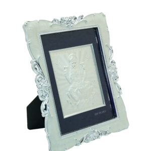 Antique Silver Goddess Lakshmi Photo Frame - 999 Silver Embossed Decorative Frame (9x7 inch)