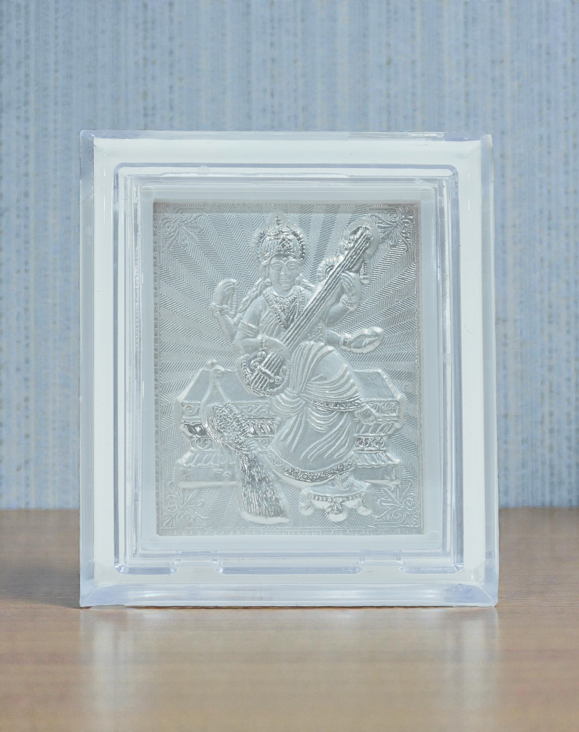 Silver Embossed Goddess Saraswati Veena Playing Wall Frame